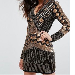 Starlet wrap front embellished mini dress